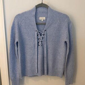Lucky Brand Woman's Blue Sweater with lace up neck